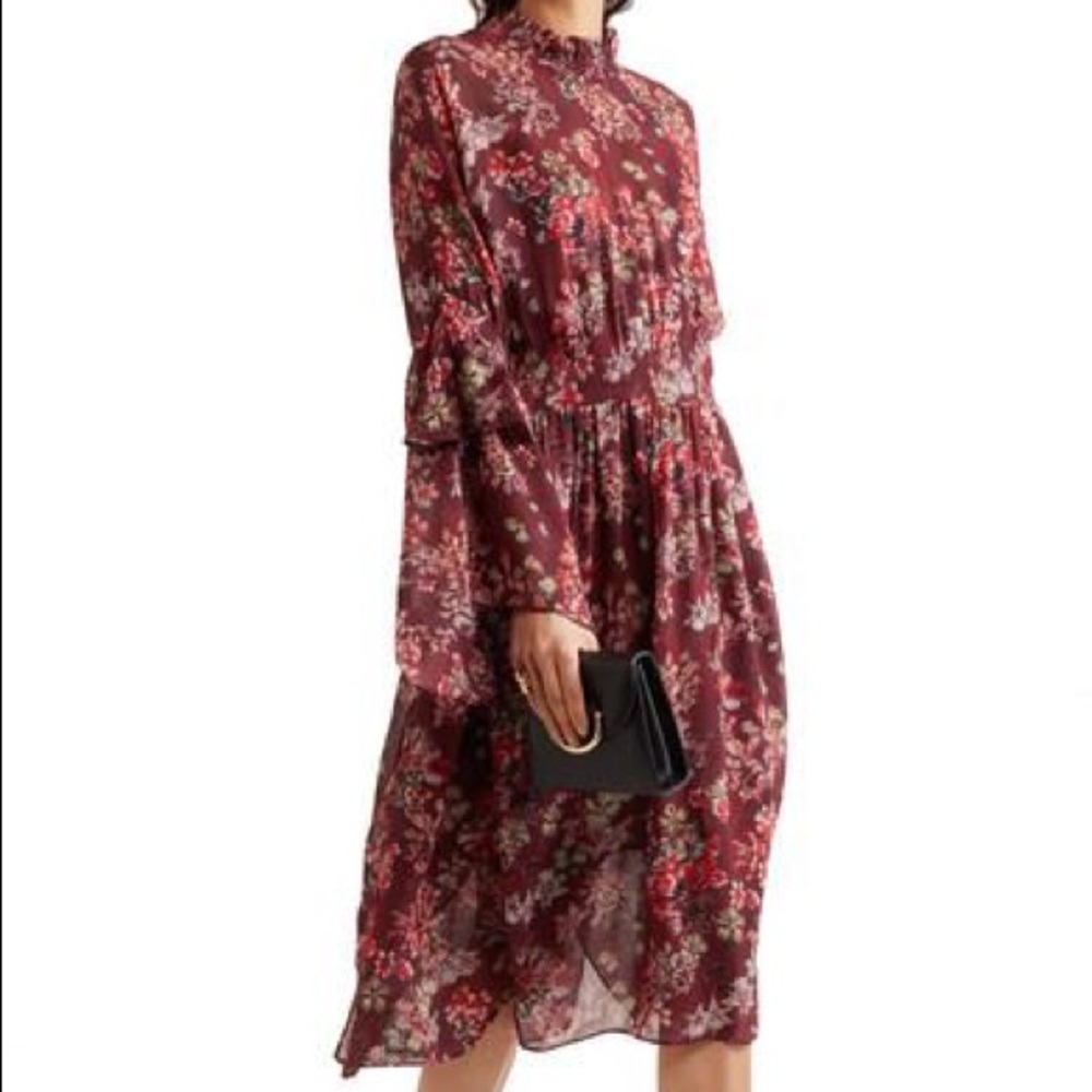 IRO burgundy boho midi perfect holiday Christmas party dress